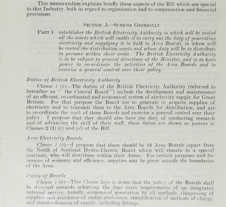 The opening clauses of the Electricity Bill, 14th December, 1946 (PREM 8/849)