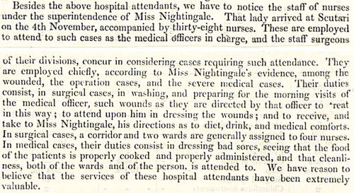 An extract from the ‘Report upon the state of the hospitals of the British Army in the Crimea and Scutari’ (WO 33/1)