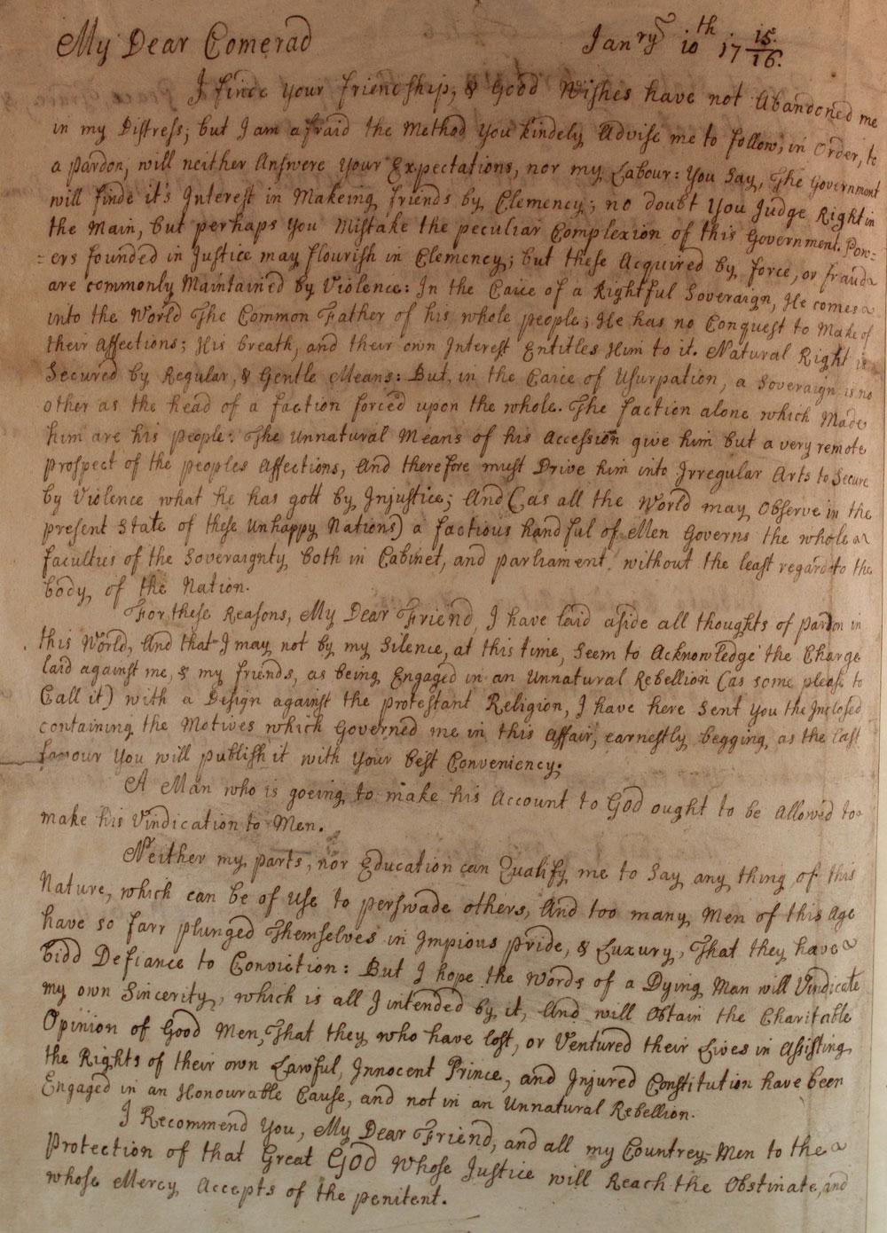 Mr. Burnet of Carlops writes pending execution, cat. ref. SP35/5/f3