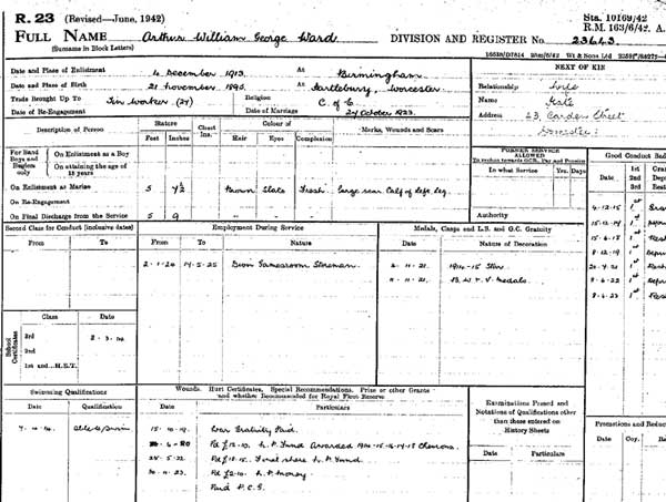 A Royal Marine service record (ADM 159/213)