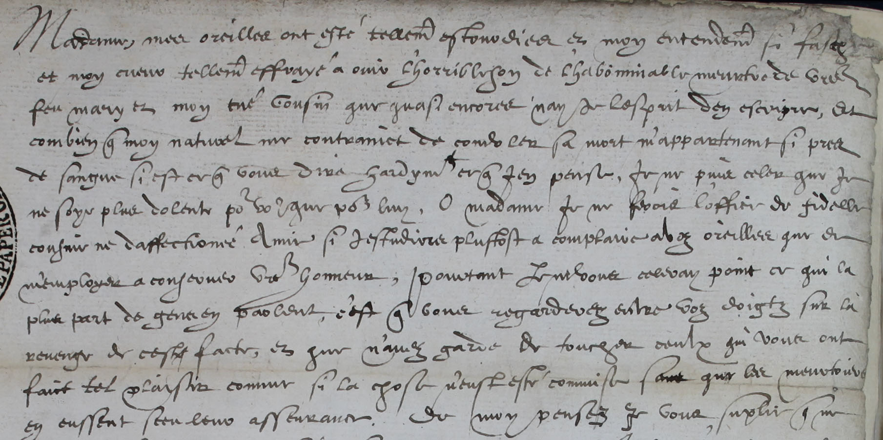 Elizabeth I to Mary Queen of Scots, 24 February 1567 (SP 52/13 f.17)