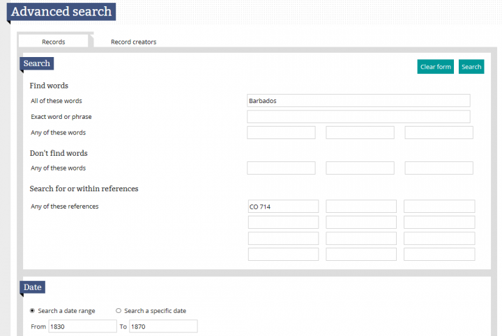 A screen shot of the advanced search page in our catalogue.