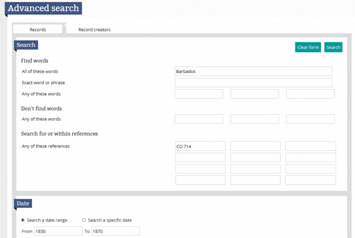 A screen shot of the advanced search page in our catalogue. 