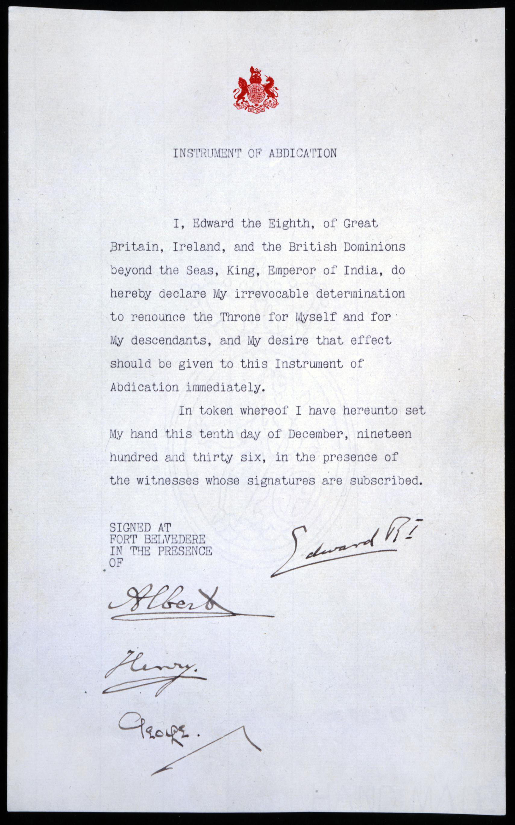 PC11/1 10 December 1936 abdication