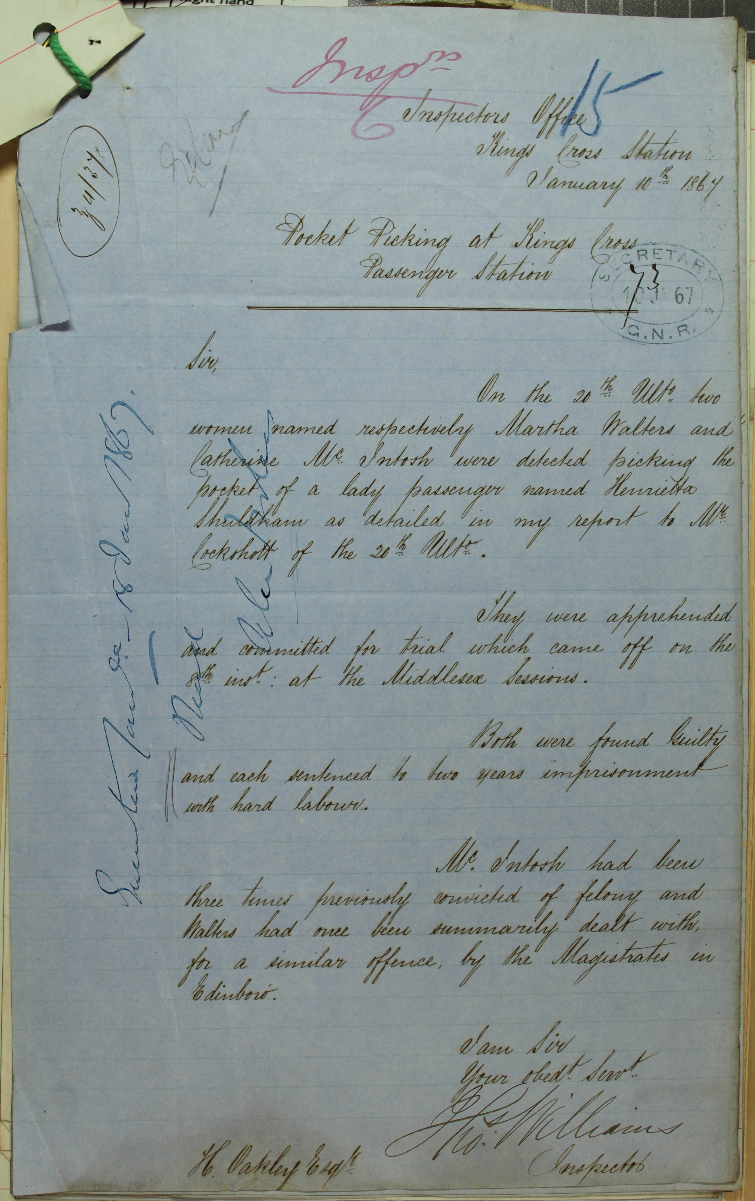 Handwritten report.