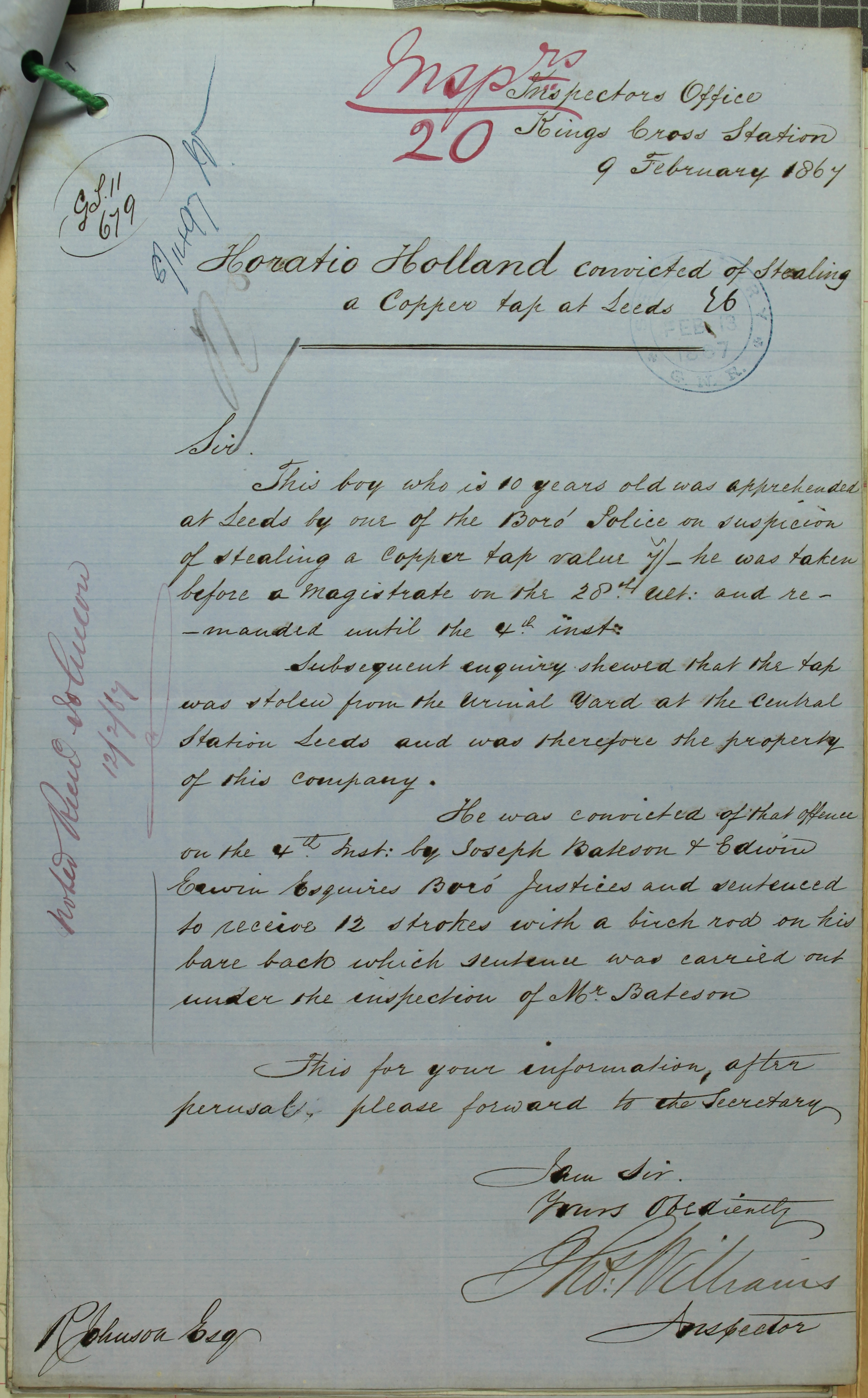 Handwritten report.