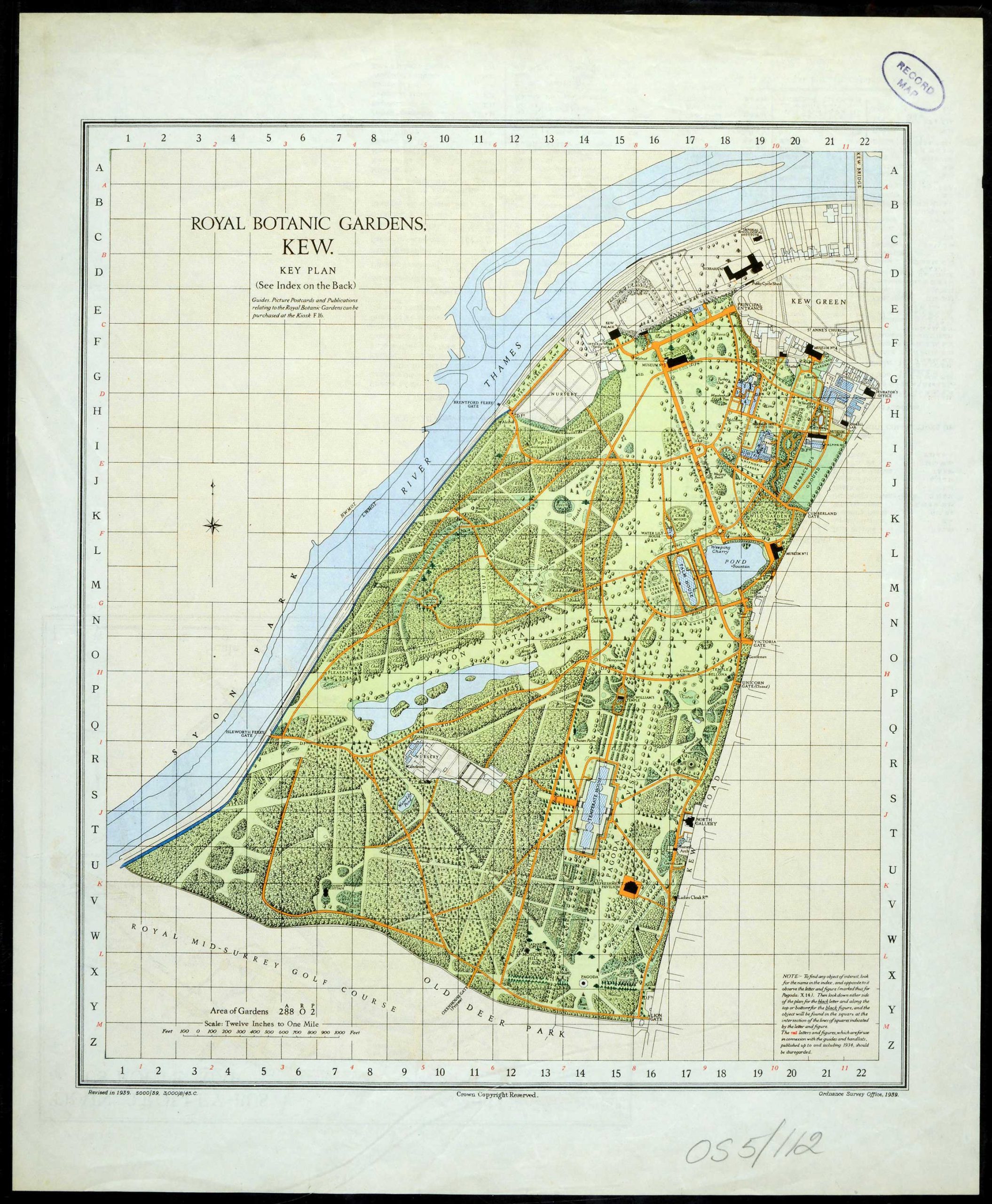 OLD ORDNANCE SURVEY MAP NORTH SHEEN & KEW GARDENS 1893 