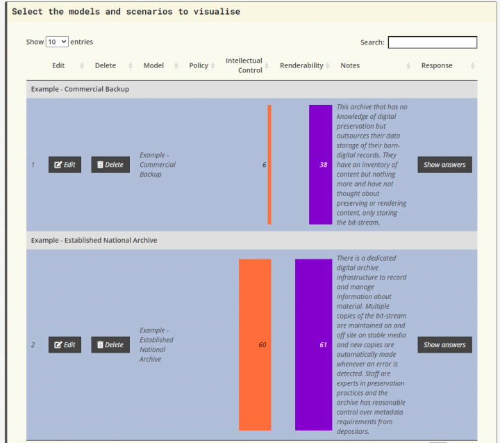 A screenshot showing the two built-in example models.