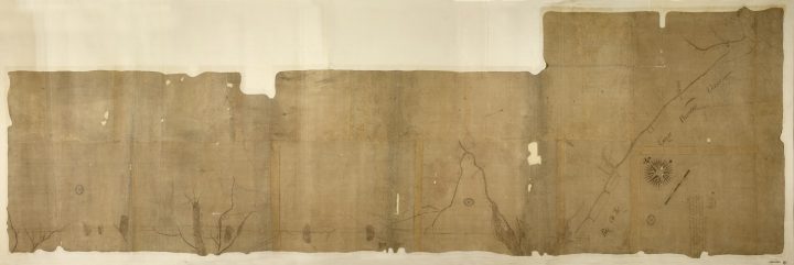 A faded Colonial Office map of the division line between North and South Carolina in 1730 (catalogue reference CO 700/CAROLINA8).