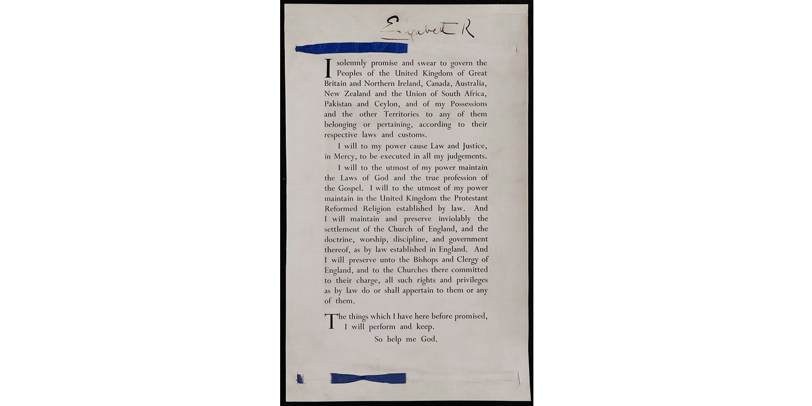 Coronation oath of Queen Elizabeth II, 1953. (C 57/17).