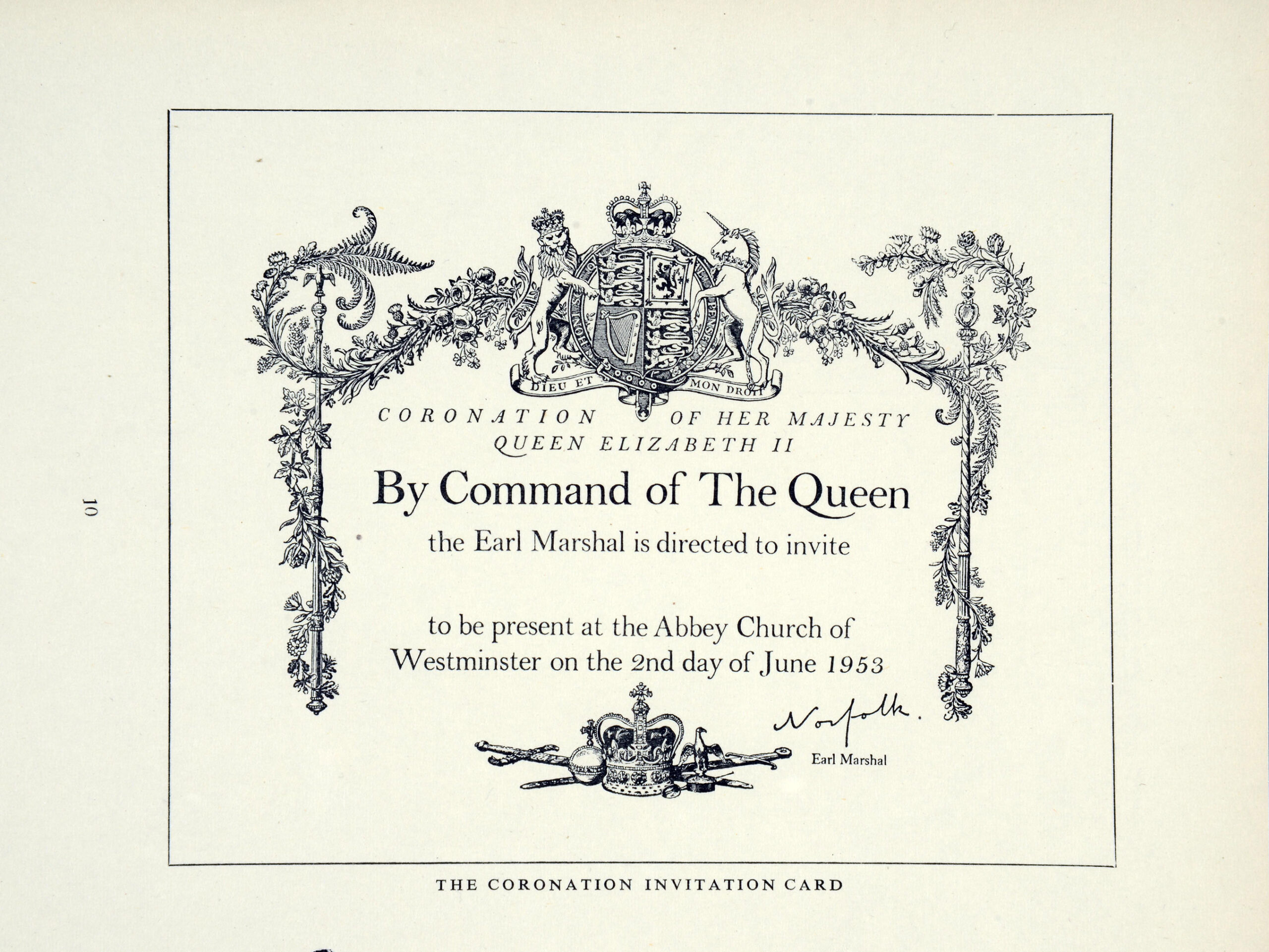 Example invitation to the Queen's coronation