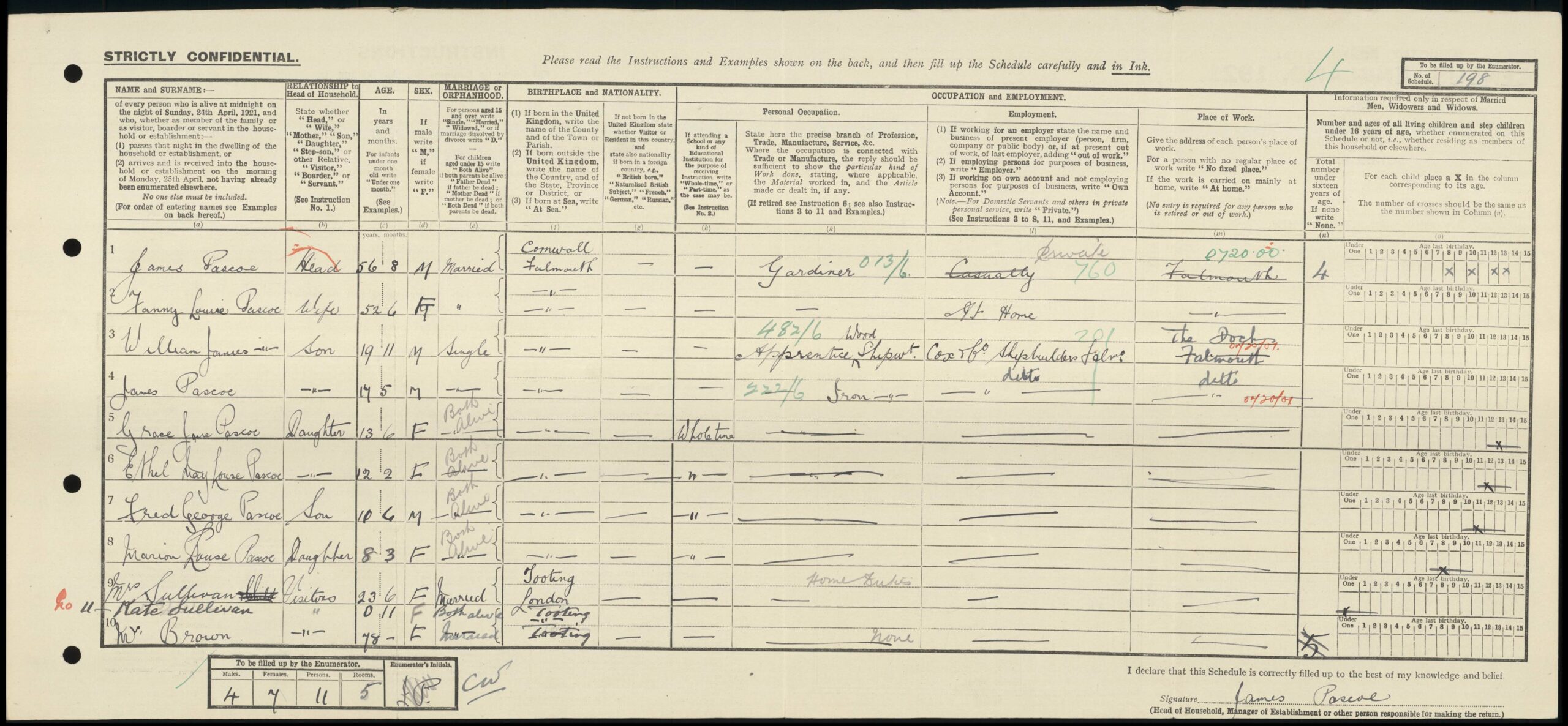 Lister Street 1921 Census