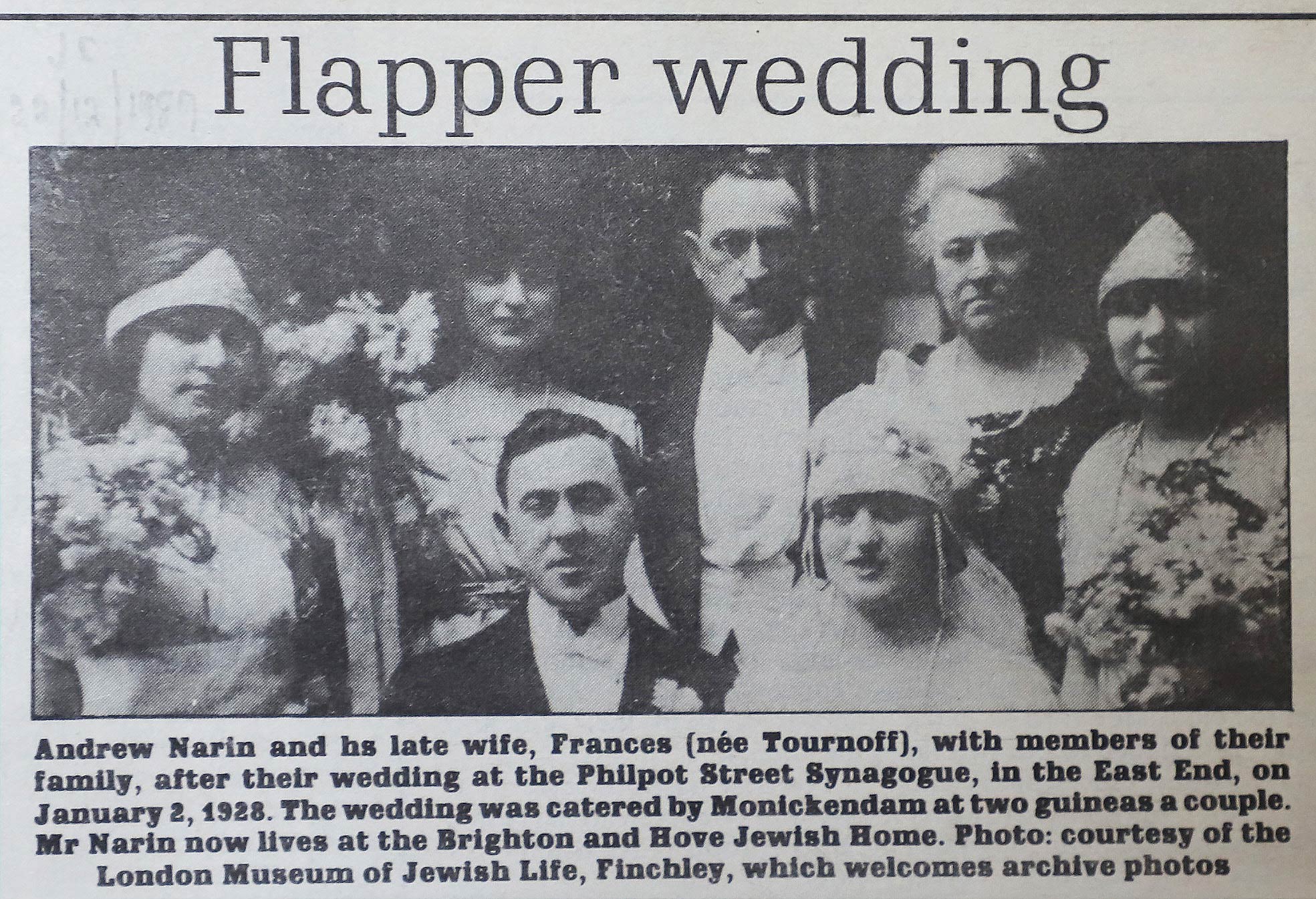 Photograph of flapper wedding in 1928