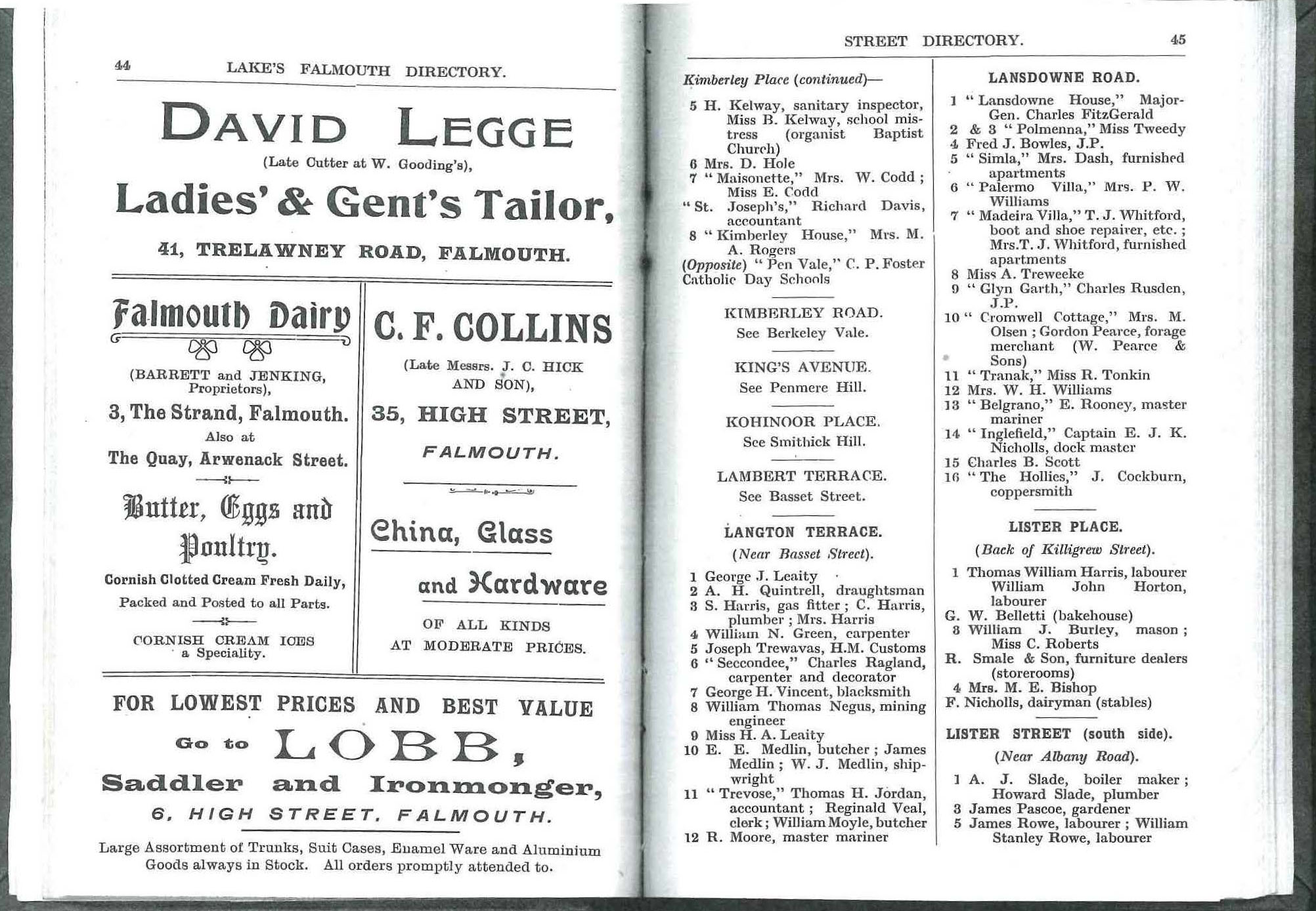 Lake's Directory 1921