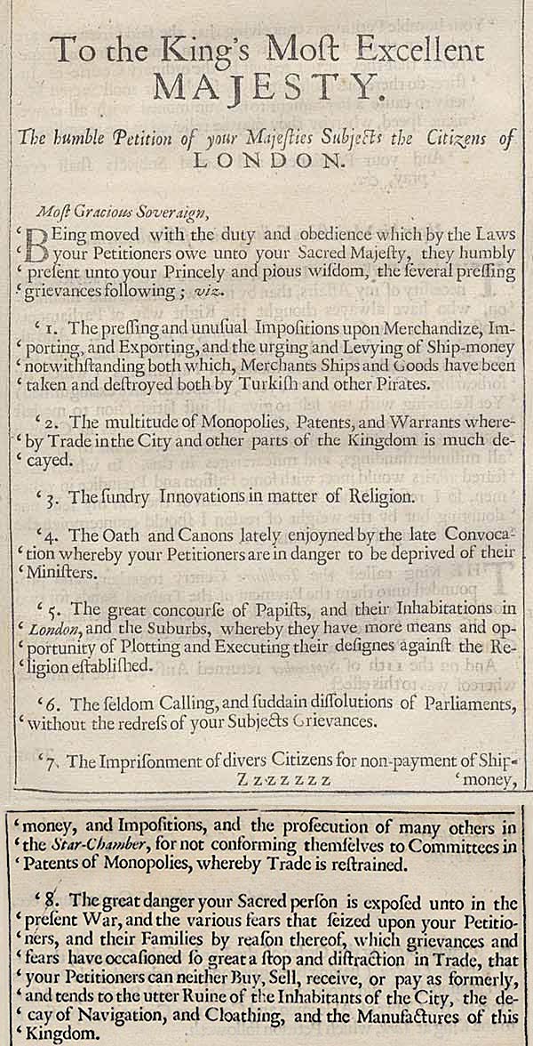 Petition to Charles I The National Archives