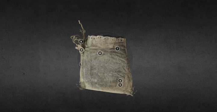 Screenshot of a 3D model of a leather bag.