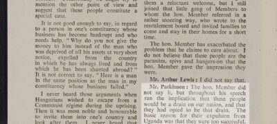 Image of Mr Parkinson responds to Mr Lewis, 6 December 1972, folio 13