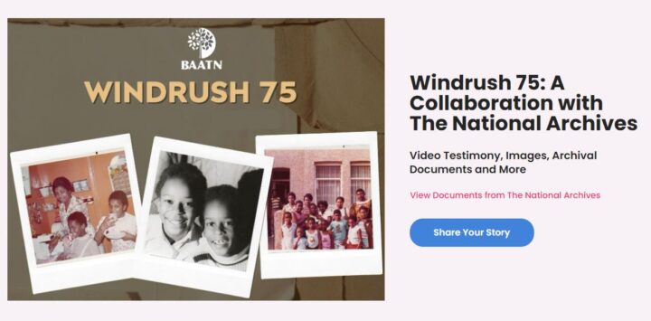 Windrush 75 banner: BAATN Windrush 75: A Collaboration with The National Archives