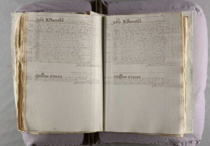 Account book belonging to William Calley the elder, draper of London, recording his trade in cloth with individual clients, 1600-1606. Image courtesy of Wiltshire and Swindon History Centre