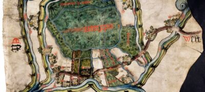 St Mary’s Abbey map 'upside down' (south at top)