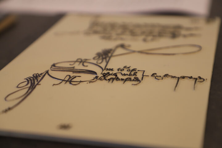 Close-up on the bottom part of the tactile version of the John Blanke wage slip.
