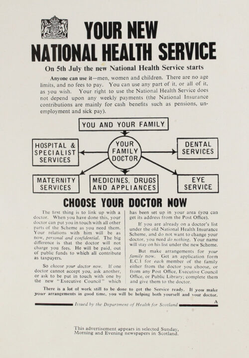 Leaflet with printed text and a diagram in the middle.