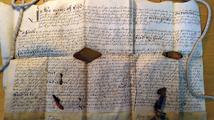Page in poor condition from a manuscript.
