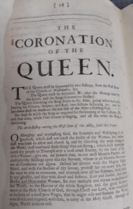 Page from a book with the title 'The Coronation of the Queen'