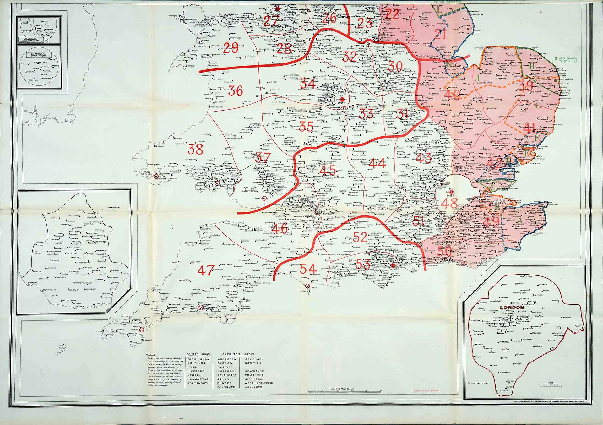 Map indicating (in red) areas for communications cut-off during attack (cat ref: MUN 4/5355