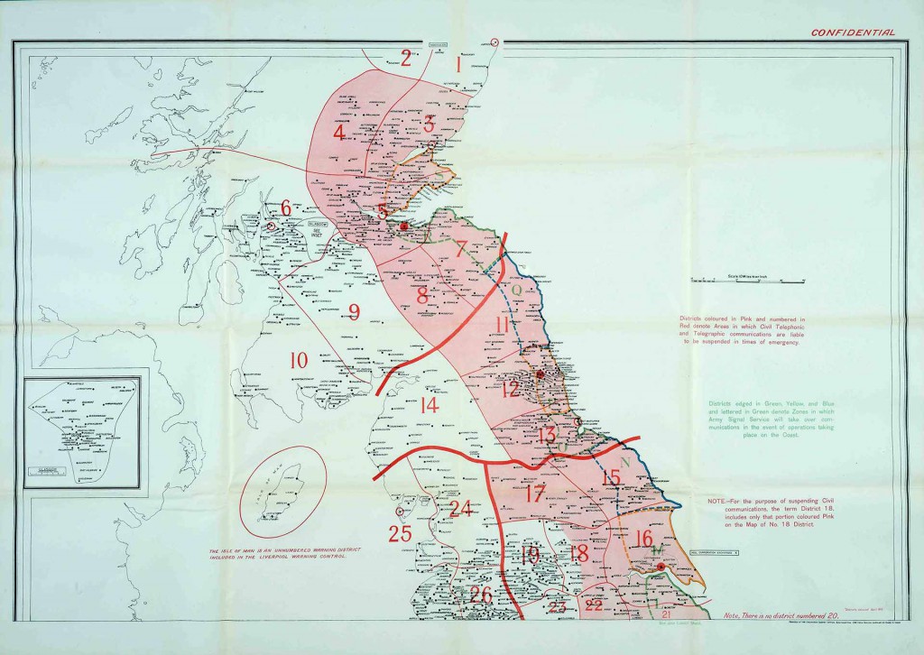 Map indicating emergency communication suspension areas(Cat ref:MUN 4/5355)