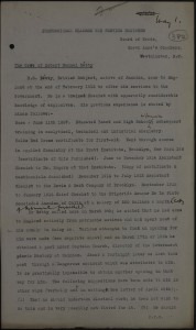 Image of a typed document relating the case of Robert Betty