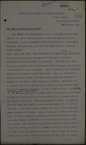 Image of a typed document relating the case of Robert Betty