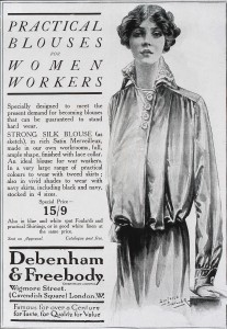 Image of a magazine advert for 'practical blouses for women workers'