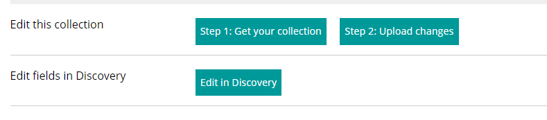 a screenshot of the edit functionality in Manage Your Collections