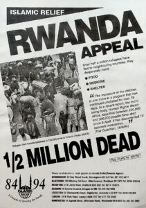 A flyer titled 'Islamic Relief: Rwanda Appeal'
