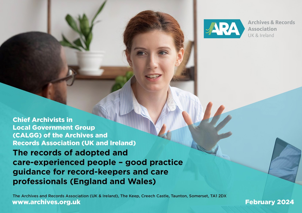 A woman with red hair explains something to a man with glasses in a room with a shelf of plants behind her. A turquoise graphic runs across the bottom half of the image containing text. The ARA logo sits at the top right of the image