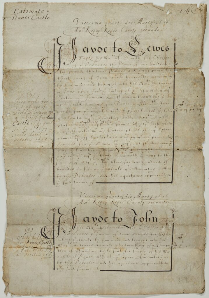 An old handwritten document with calligraphy at the top of the two sections