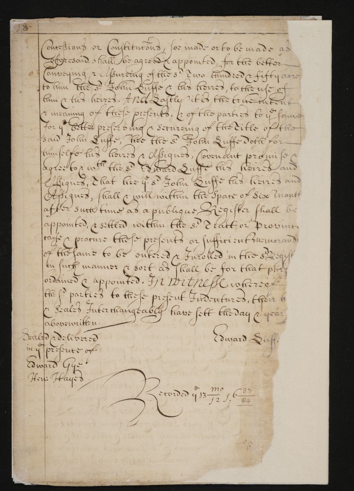 An old manuscript, written in cursive, with the far-right side of the text missing 