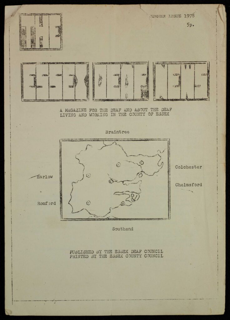 An old publication entitled 'The Essex Deaf News'