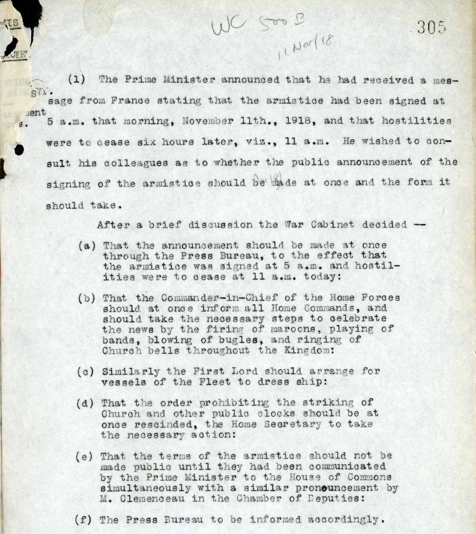 Announcing The War Was Over Cabinet Office 100