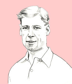 An illustration of Frank Moss, drawn from a photograph.. By Sophie Glover.