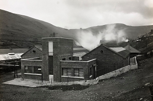 A black and white photo of Dare pithead baths, which opened in 1934.