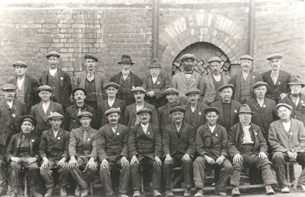 A black and white photograph of the workers from Burlesdon Brickworks
