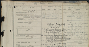 Excerpt from official service record for William Robinson Clarke, featuring a mix of handwritten and typewritten entries. 