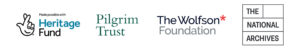Logos of the four partners contributing to the Archives Revealed programme. From left to right: National Lottery Heritage Fund, Pilgrim Trust, The Wolfson Foundation, The National Archives.