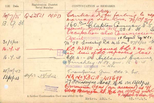 Continuation card of Joe Coral (MEPO 35/16/2)
